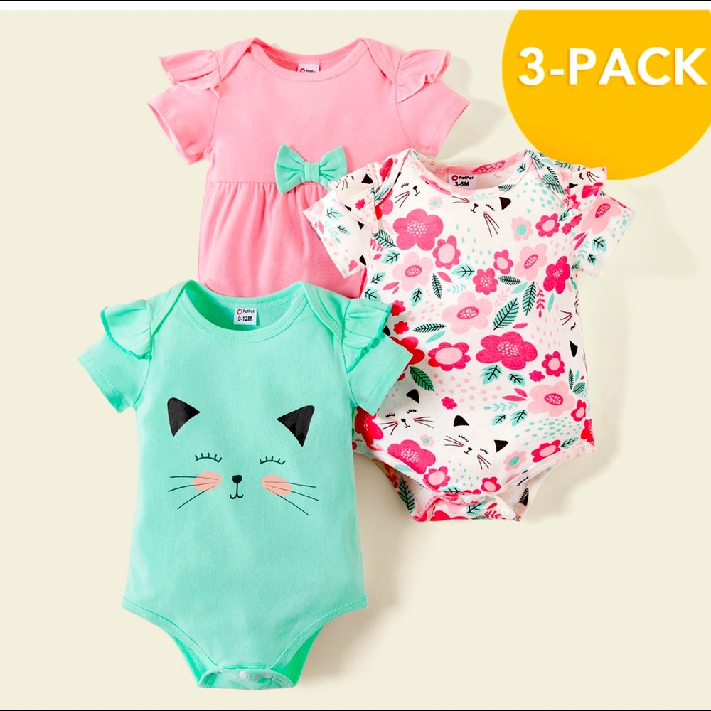 Baby Girl Bodysuits (0-3 months) - 3pack